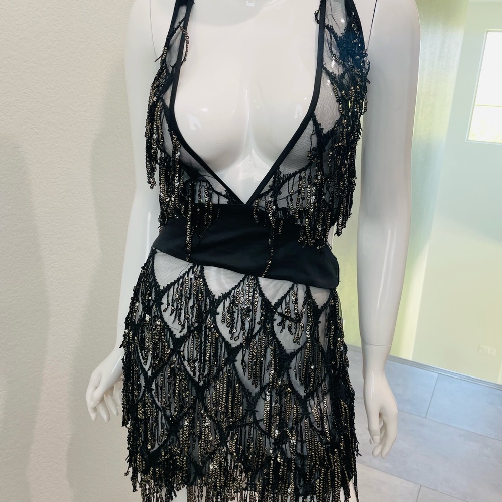 Fashion Nova Black and Silver Dress